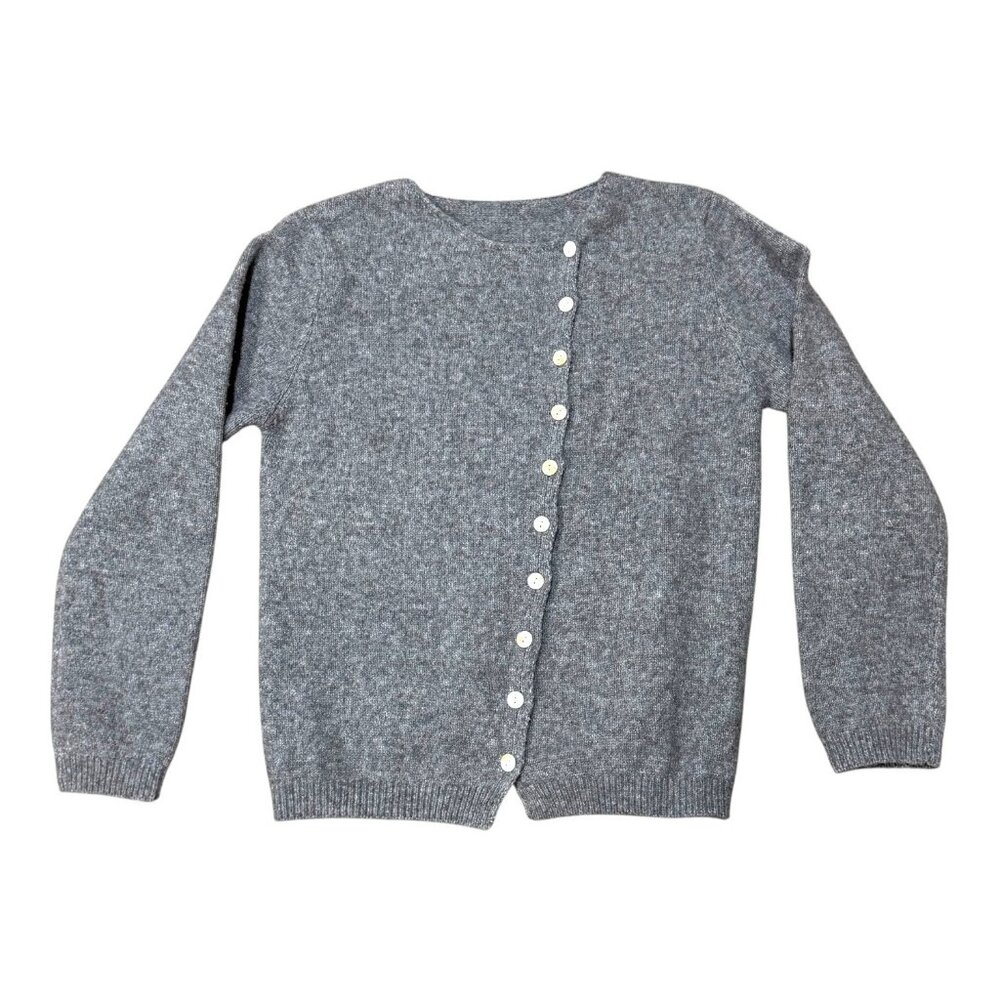 Gray Soft Polyester Button Up Cardigan Sweater Medium Classic Versatile Layer